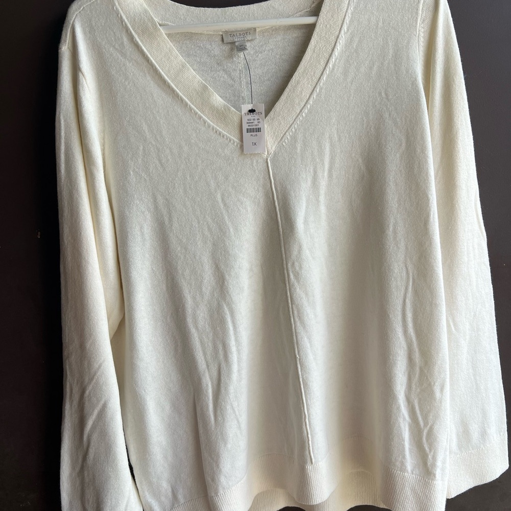 Talbots Ivory V-Neck Sweater